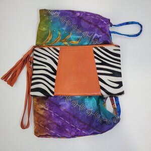 Soruka Orange Zebra Leather Wallet Pouch